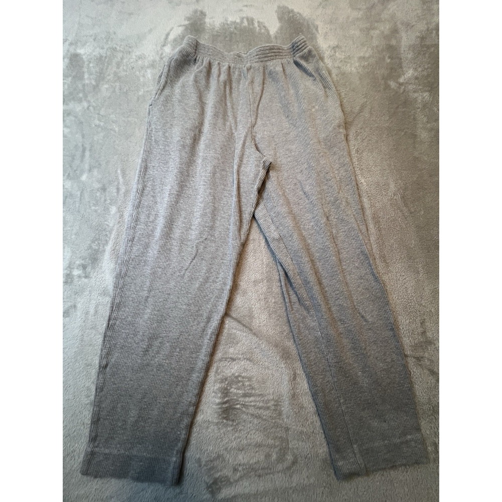 Bechamel Womens Pants M Gray Ribbed Lounge Elastic Waist 100 Cotton